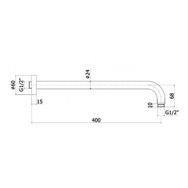 Кронштейн для верхнего душа Lusso Paffoni ZSOF034BO Кронштейн для верхнего душа Lusso Paffoni ZSOF034BO