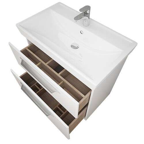 Тумба 800 2 ящ + Раковина Q80 Белый мат Lande DIBORG Тумба 800 2 ящ + Раковина Q80 Белый мат Lande DIBORG