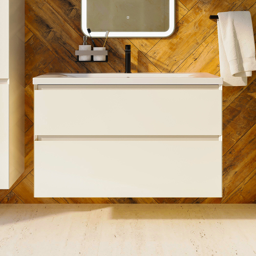 Тумба с раковиной AVS Гармония 100 айвори матовая (раковина 01 белая глянцевая) Тумба с раковиной AVS Гармония 100 айвори матовая (раковина 01 белая глянцевая)