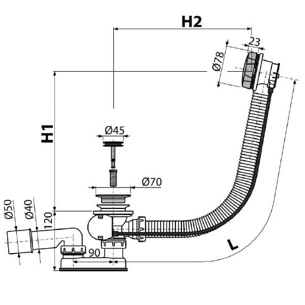 Слив-перелив Alcaplast A55К-100 Слив-перелив Alcaplast A55К-100