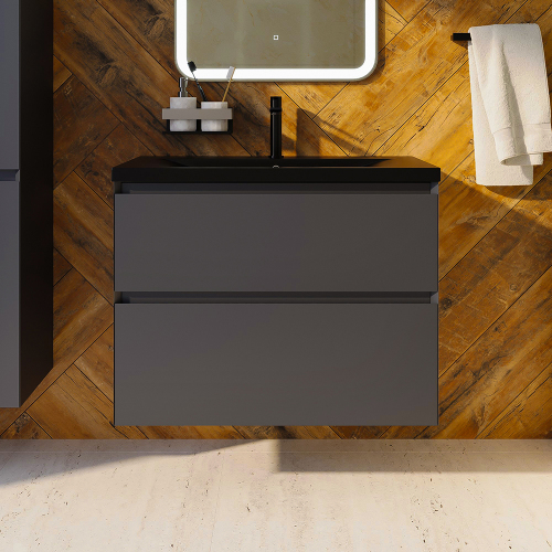 Тумба с раковиной AVS Гармония 80 антрацит матовая (раковина 01 черная матовая) Тумба с раковиной AVS Гармония 80 антрацит матовая (раковина 01 черная матовая)