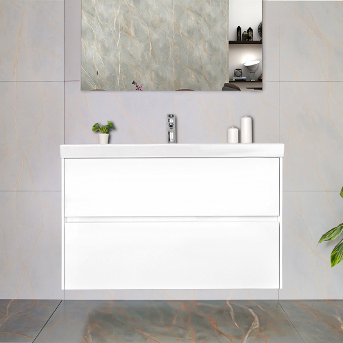 Тумба с раковиной AVS Вернисаж 100 белая глянцевая (раковина белая), подвесная 2 ящика Тумба с раковиной AVS Вернисаж 100 белая глянцевая (раковина белая), подвесная 2 ящика