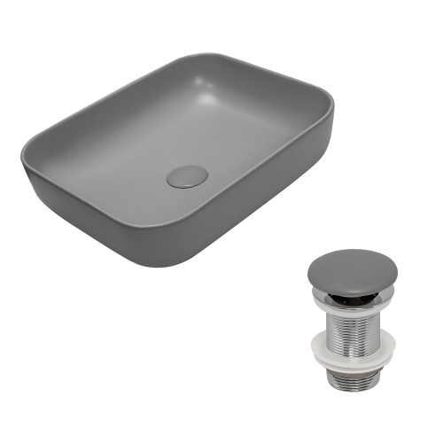 Раковина AVS Розали 50x39 цементно-серая матовая с донным клапаном Раковина AVS Розали 50x39 цементно-серая матовая с донным клапаном