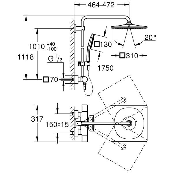 Душевая система SmartActive RainShower Grohe 26649000 Душевая система SmartActive RainShower Grohe 26649000