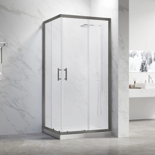 Душевой уголок Veconi Rovigo RV-27GM 100х90 профиль оружейная сталь, стекло прозрачное