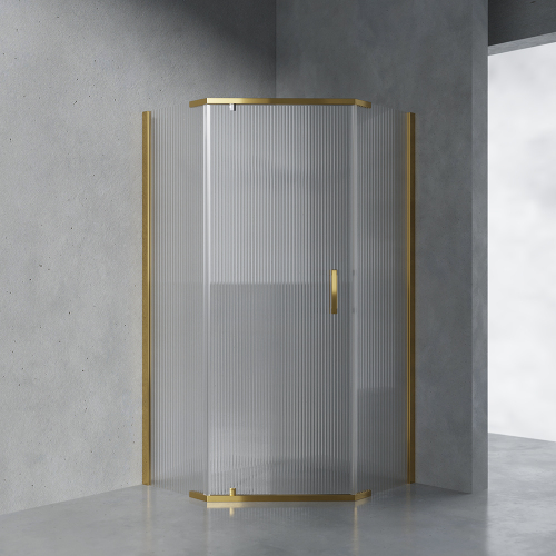 Душевой уголок AVS Трапеция 90x90 профиль брашированное золото, стекло рифленое Душевой уголок AVS Трапеция 90x90 профиль брашированное золото, стекло рифленое