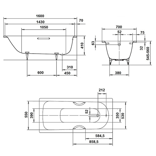 Стальная ванна 160x70 Saniform Plus KALDEWEI 1117.3000.3001 Стальная ванна 160x70 Saniform Plus KALDEWEI 1117.3000.3001