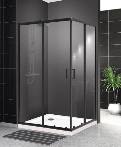Душевой уголок BelBagno Uno UNO-195-AH-2-100/80-C-NERO 100х80 профиль черный, прозрачное стекло