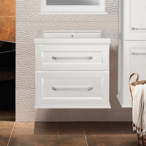 Тумба с раковиной ASB Wood Line Венеция 70 белая, патина серебро Тумба с раковиной ASB Wood Line Венеция 70 белая, патина серебро