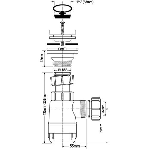 Сифон 32 универсальный McALPINE MRW2L Сифон 32 универсальный McALPINE MRW2L