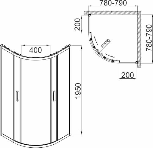 Душевой уголок AVS Раунд 80x80 профиль хром, стекло прозрачное Душевой уголок AVS Раунд 80x80 профиль хром, стекло прозрачное