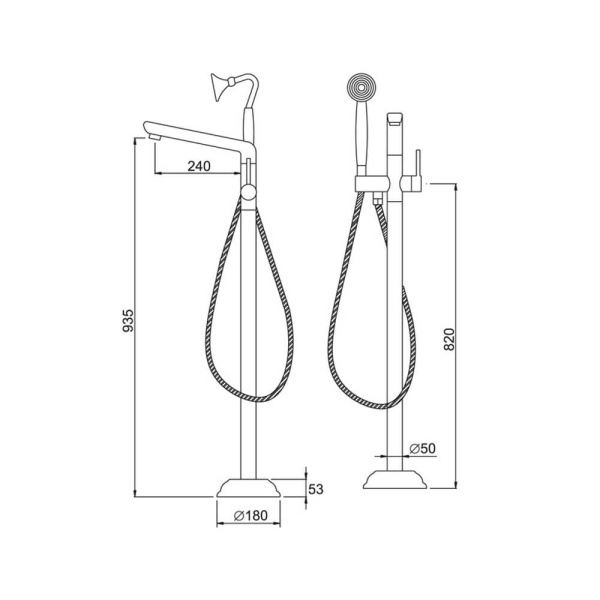 Смеситель для ванны с душем Accoona A6690-1 напольный, хром Смеситель для ванны с душем Accoona A6690-1 напольный, хром