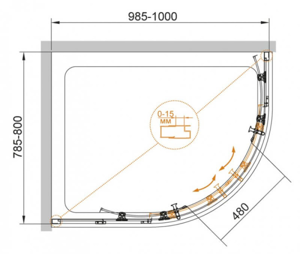 Душевой уголок Cezares Eco ECO-O-RH-2-100/80-C-Cr 100x80 профиль хром, прозрачное стекло