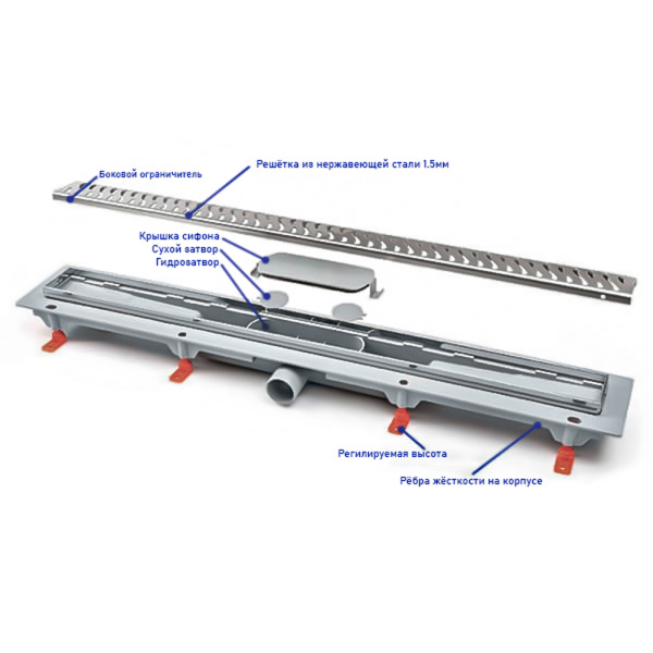 Водоотводящий желоб 650 Harmony MCH с сеточками CH 650 H сет Водоотводящий желоб 650 Harmony MCH с сеточками CH 650 H сет