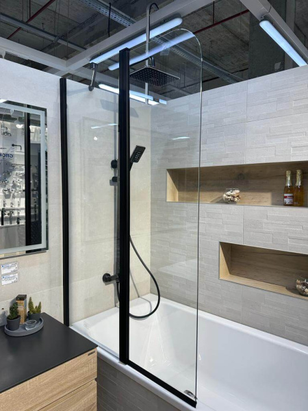 Шторка на ванну AVS Асти Дуо 100 левая профиль черный матовый, стекло прозрачное Шторка на ванну AVS Асти Дуо 100 левая профиль черный матовый, стекло прозрачное