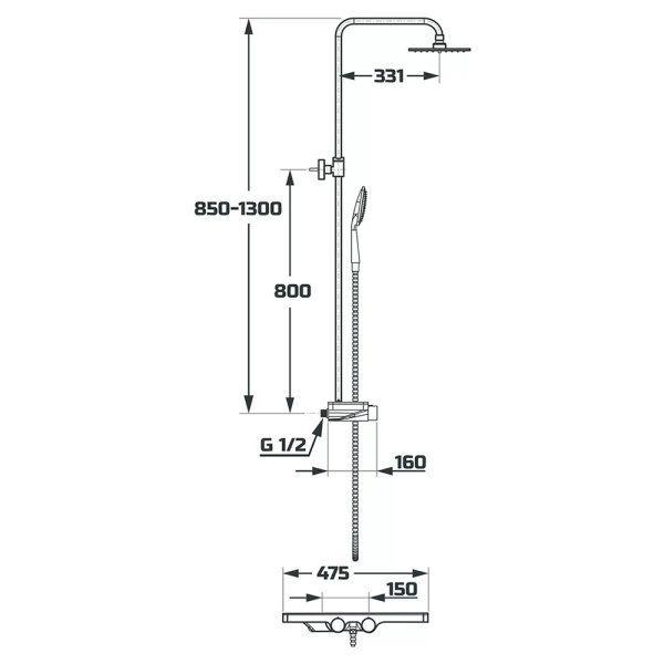 Душевая стойка Maxonor Pure Life Pleasure PL2486-9 пепельный/мрамор Душевая стойка Maxonor Pure Life Pleasure PL2486-9 пепельный/мрамор