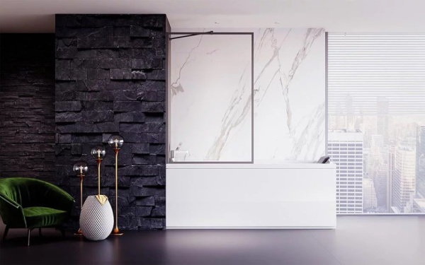 Шторка на ванну Veconi Palau PL-85GR 80 профиль брашированный графит, стекло прозрачное Шторка на ванну Veconi Palau PL-85GR 80 профиль брашированный графит, стекло прозрачное