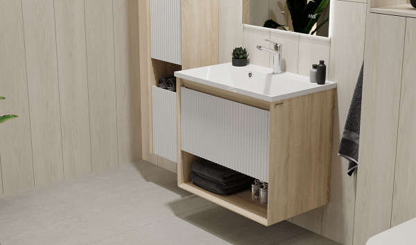 Тумба с раковиной Jorno Tossony 70 сонома светлая Тумба с раковиной Jorno Tossony 70 сонома светлая