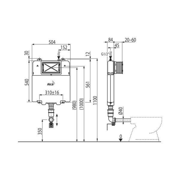 Бачок для унитаза скрытого монтажа ALCAPLAST  AM1112 Бачок для унитаза скрытого монтажа ALCAPLAST  AM1112