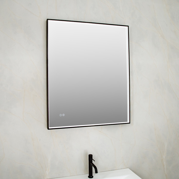 Зеркало с подсветкой AVS ZH 75x90 см, антипар, черное матовое Зеркало с подсветкой AVS ZH 75x90 см, антипар, черное матовое