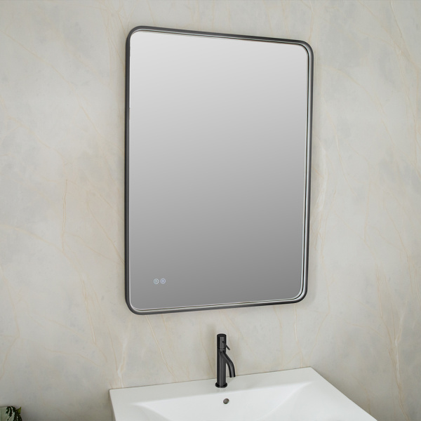 Зеркало с подсветкой AVS VI 70x100 см, антипар, черное матовое Зеркало с подсветкой AVS VI 70x100 см, антипар, черное матовое