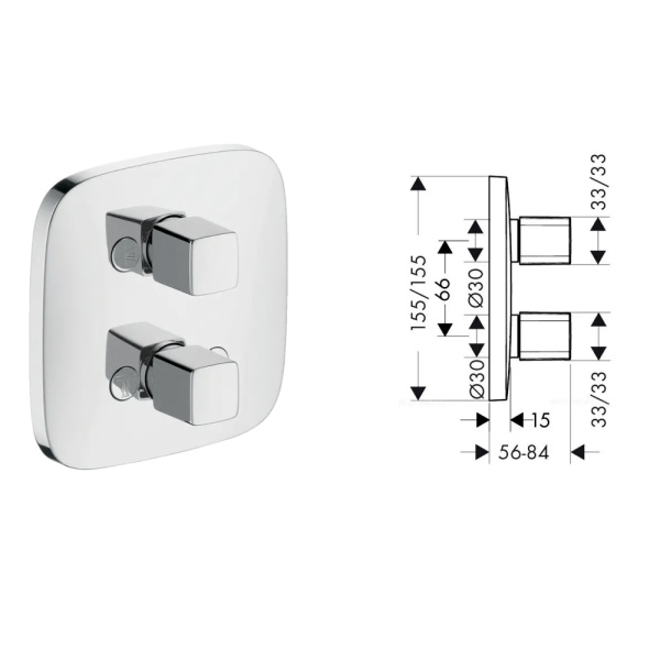 Запорный/переключающий вентиль с монтажной частью iControl Pura Vida Hansgrohe 15777000+01800180  Запорный/переключающий вентиль с монтажной частью iControl Pura Vida Hansgrohe 15777000+01800180