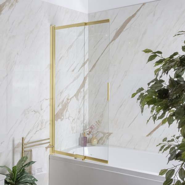 Шторка на ванну AVS Слайдер Плюс 80 см профиль брашированное золото, стекло прозрачное Шторка на ванну AVS Слайдер Плюс 80 см профиль брашированное золото, стекло прозрачное