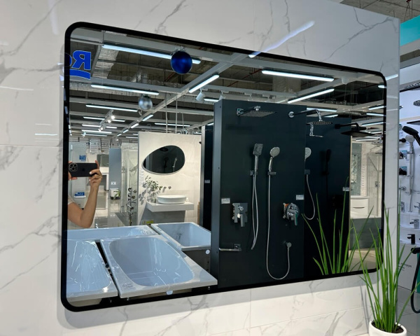 Зеркало с подсветкой AVS Неро 120x80 см, черное Зеркало с подсветкой AVS Неро 120x80 см, черное